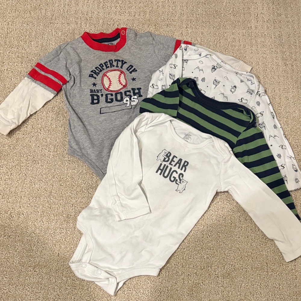OshKosh B'gosh Gray, White, and Green Bodysuits Set